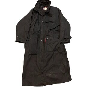 Vintage Australian Outfitters Outback Oilskin Field Trench Duster Coat USA Large